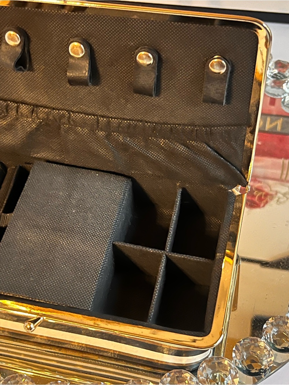 Striped Black & White with Gold Trim jewelry box - Picture 6 of 10